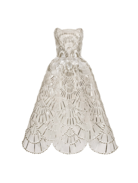 Oscar de la Renta Sequin & Crystal Scallop Embroidered Gown - Oscar de la Renta Dresses - American Couture - Shop at Luxury Shoes 
