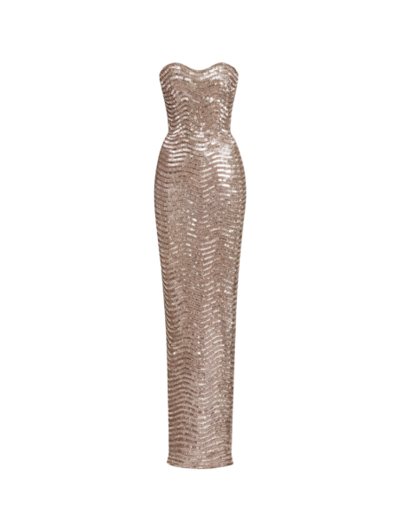 Oscar de la Renta Sequin & Crystal Wave Embroidered Gown - Oscar de la Renta Dresses - American Couture - Shop at Luxury Shoes 