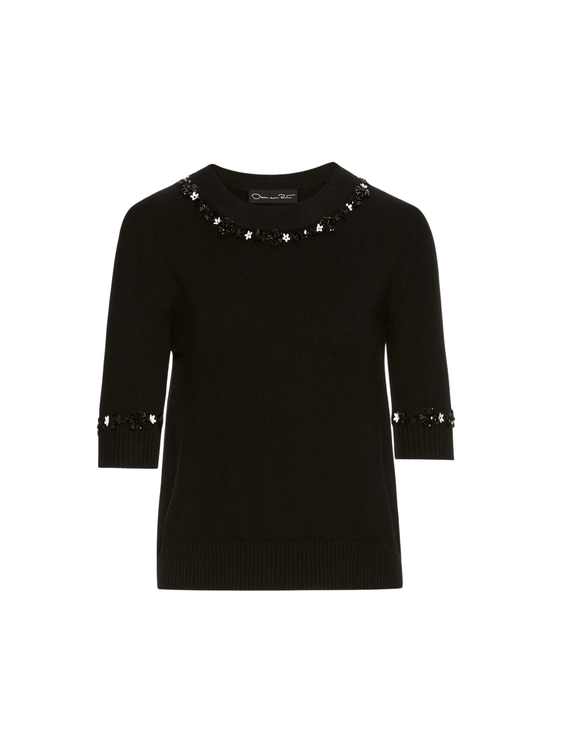 Sequin-Floret-Trim-Pullover-Oscar-de-la-Renta-Knitwear94923_nobg Oscar de la Renta Sequin Floret Trim Pullover - Oscar de la Renta Knitwear - American Couture - Shop at Luxury Shoes