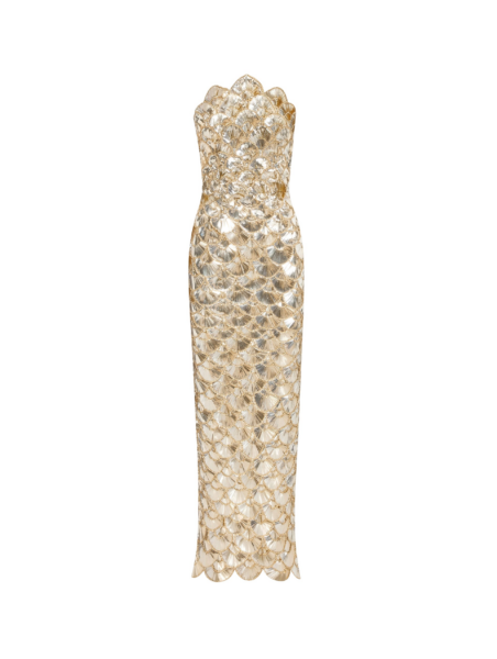 Oscar de la Renta Sequin Scallop Embroidered Gown - Oscar de la Renta Dresses - American Couture - Shop at Luxury Shoes 