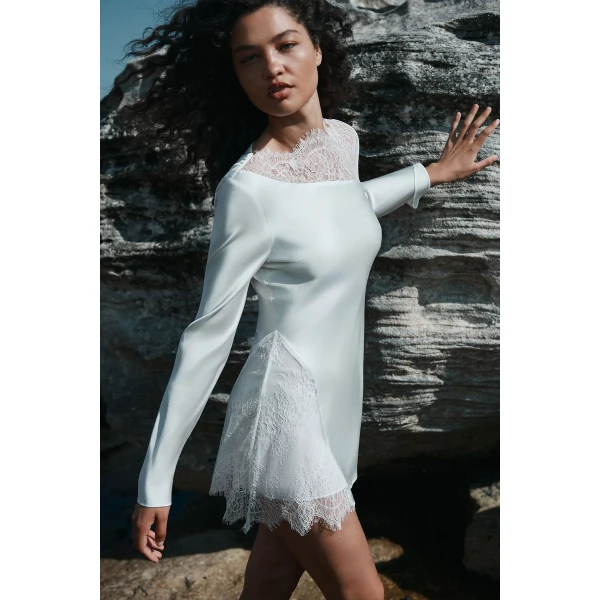 Shona Joy Allegra Lace Panelled Mini Dress - Shona Joy Dresses - Australian Designer Fashion at Luxury Shoes 