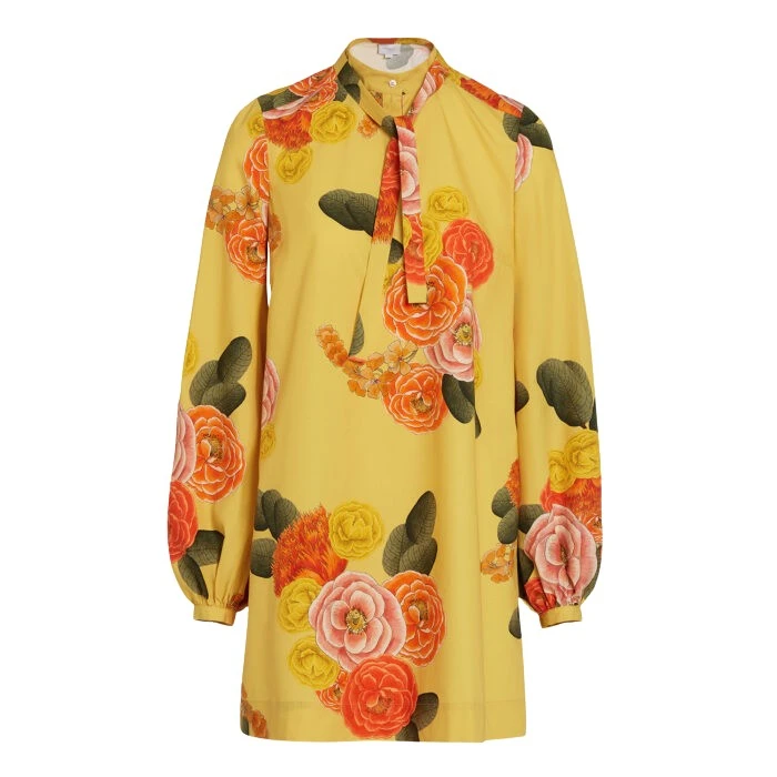 Short-Blossoms-Mustard-Poplin-Dress-Giambattista-Valli-Dresses-849569_nobg Giambattista Valli Short Blossoms Mustard Poplin Dress - Giambattista Valli Dresses - Romantic Couture - Shop at Luxury Shoes