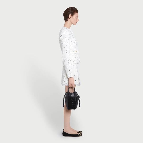 Giambattista Valli Short Ivory Skirt With Black Polka Dots In Bouclé - Giambattista Valli Skirts - Romantic Couture - Shop at Luxury Shoes 
