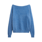 The Frankie Shop Almere Fuzzy Sweater - Cobalt - Oversized Minimalist Knitwear in Blue - Shop at Luxury Shoes 