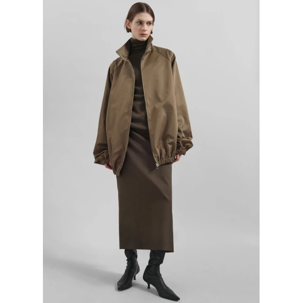 The Frankie Shop Alrose Midi Skirt - Mocha - Oversized Minimalist Skirts in Brown - Shop at Luxury Shoes 