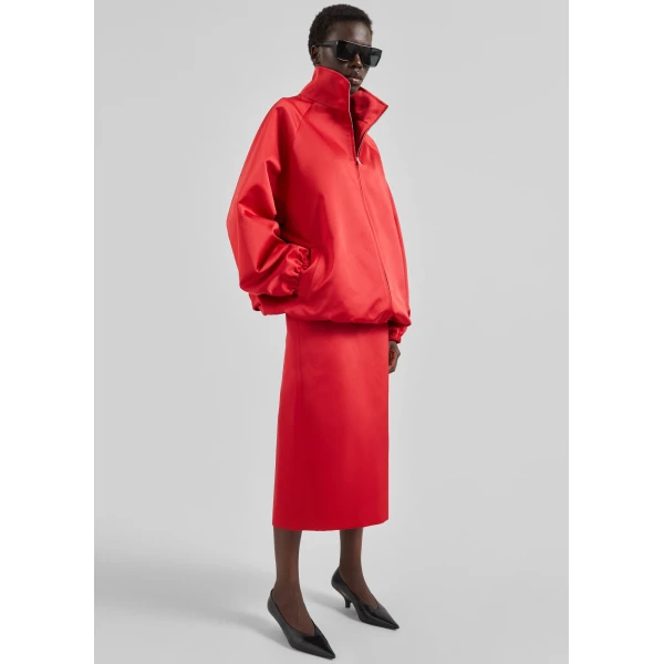 The Frankie Shop Alrose Satin Midi Skirt - Red - Oversized Minimalist Skirts in Red - Shop at Luxury Shoes 