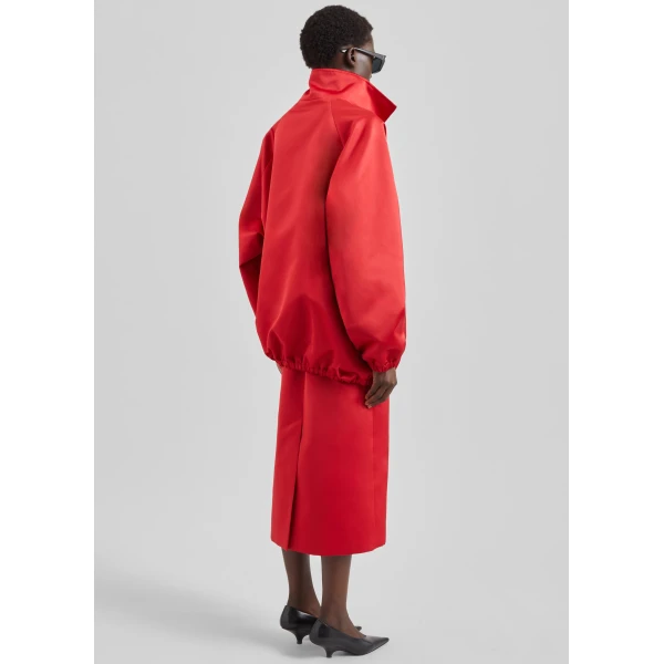 The Frankie Shop Alrose Satin Midi Skirt - Red - Oversized Minimalist Skirts in Red - Shop at Luxury Shoes 
