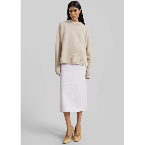The Frankie Shop Amish Supplies Crewneck Sweater - Beige - Oversized Minimalist Knitwear in Beige - Shop at Luxury Shoes 