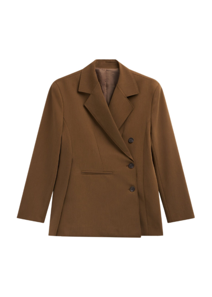 The Frankie Shop Antwerp Wrap Blazer - Brown - Oversized Minimalist Jackets in Brown - Shop at Luxury Shoes 