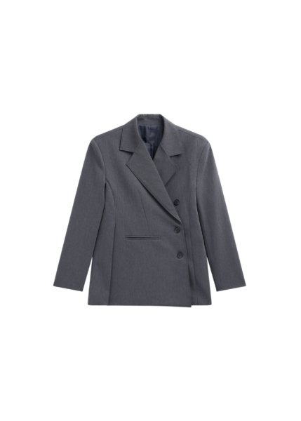 The Frankie Shop Antwerp Wrap Blazer - Grey - Oversized Minimalist Jackets in Grey - Shop at Luxury Shoes 