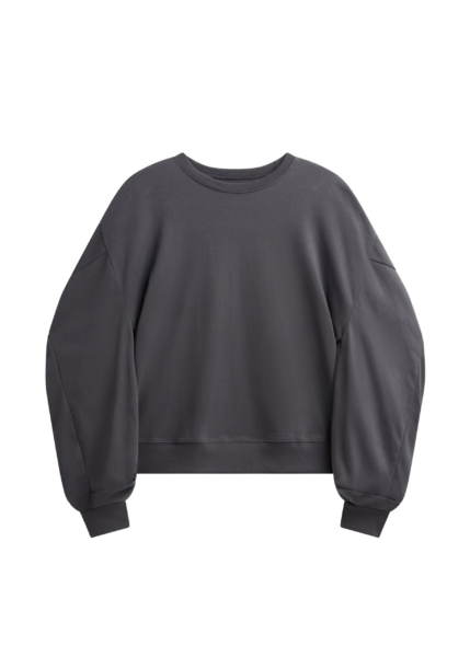 The Frankie Shop Balve Balloon Sleeve Sweatshirt - Grey - Oversized Minimalist Tops in Grey - Shop at Luxury Shoes 