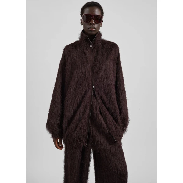 The Frankie Shop Baxter Fringed Track Jacket - Dark Brown - Oversized Minimalist Jackets in Brown - Shop at Luxury Shoes 