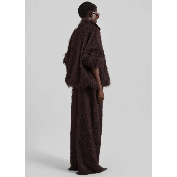 The Frankie Shop Baxter Fringed Track Jacket - Dark Brown - Oversized Minimalist Jackets in Brown - Shop at Luxury Shoes 