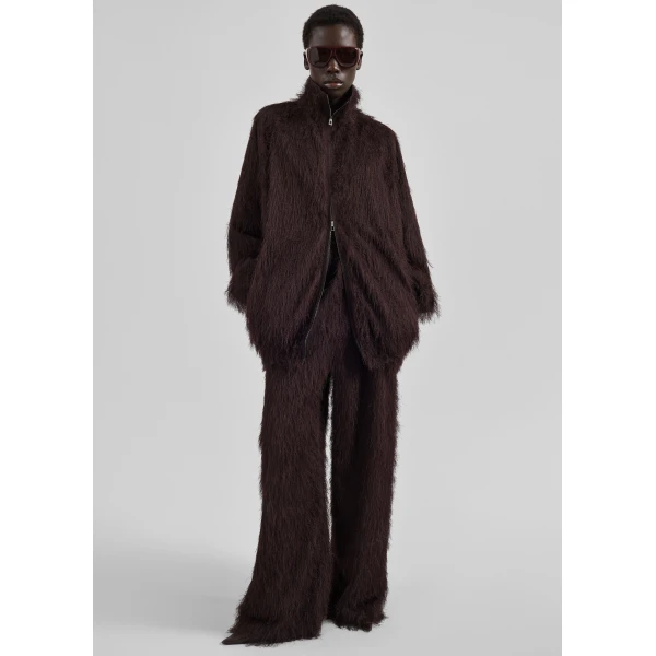 The Frankie Shop Baxter Fringed Track Pants - Dark Brown - Oversized Minimalist Pants in Brown - Shop at Luxury Shoes 