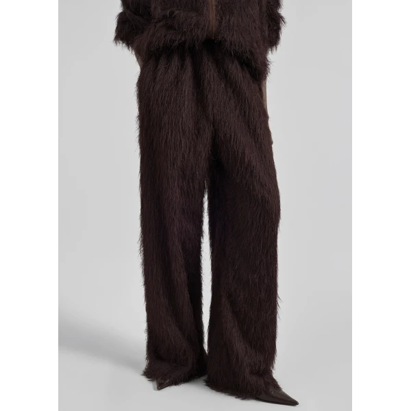 The Frankie Shop Baxter Fringed Track Pants - Dark Brown - Oversized Minimalist Pants in Brown - Shop at Luxury Shoes 