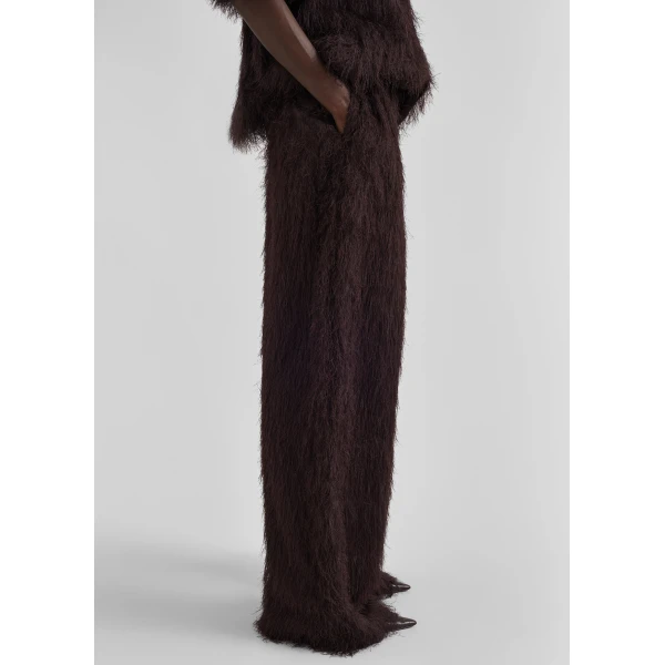 The Frankie Shop Baxter Fringed Track Pants - Dark Brown - Oversized Minimalist Pants in Brown - Shop at Luxury Shoes 