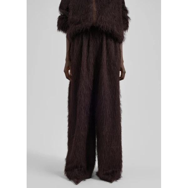 The Frankie Shop Baxter Fringed Track Pants - Dark Brown - Oversized Minimalist Pants in Brown - Shop at Luxury Shoes 