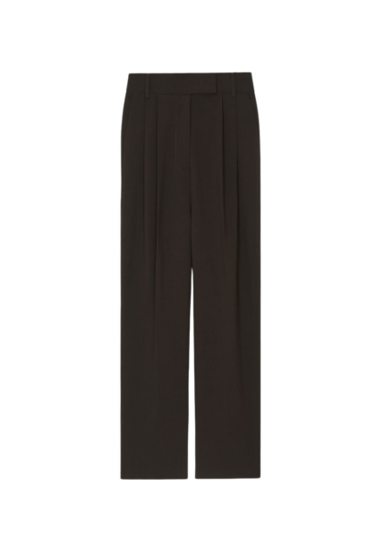 The Frankie Shop Bea Suit Pants - Dark Espresso - Oversized Minimalist Pants in Brown - Shop at Luxury Shoes 