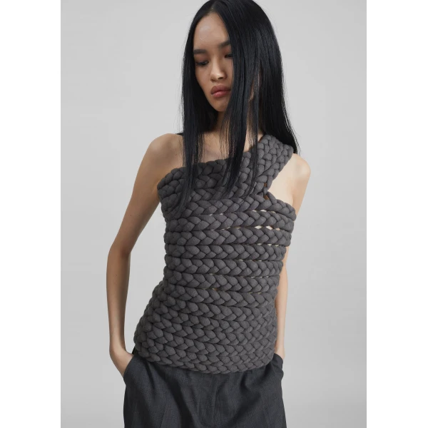 The Frankie Shop Bevza Tisto Top - Dark Grey - Oversized Minimalist Tops in Grey - Shop at Luxury Shoes 