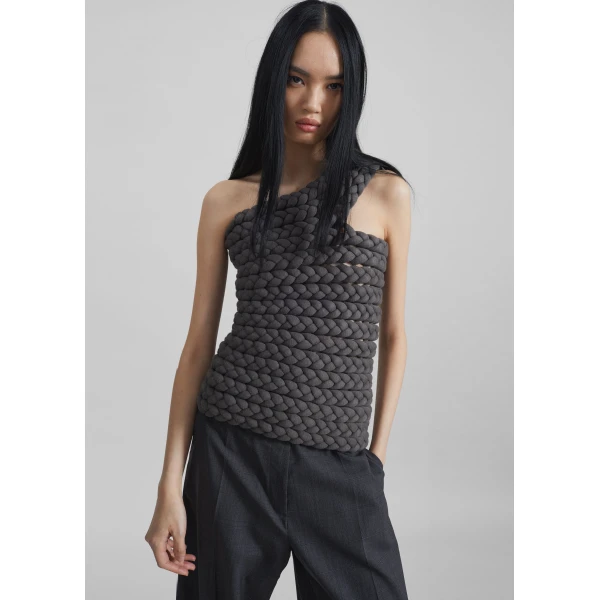 The Frankie Shop Bevza Tisto Top - Dark Grey - Oversized Minimalist Tops in Grey - Shop at Luxury Shoes 