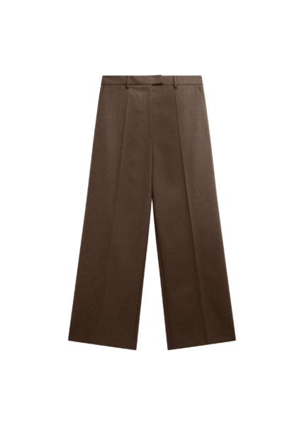 The Frankie Shop Brickell Flannel Trousers - Mocha - Oversized Minimalist Pants in Brown - Shop at Luxury Shoes 