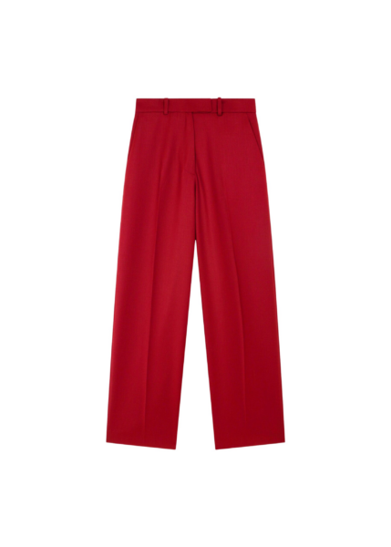 The Frankie Shop Brickell Satin Trousers - Red - Oversized Minimalist Pants in Red - Shop at Luxury Shoes 