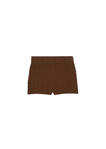 The Frankie Shop Brisbane Knit Mini Shorts - Brown - Oversized Minimalist Shorts in Brown - Shop at Luxury Shoes 
