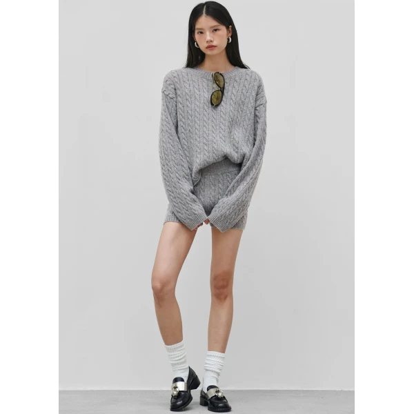The Frankie Shop Brisbane Knit Mini Shorts - Grey - Oversized Minimalist Shorts in Grey - Shop at Luxury Shoes 