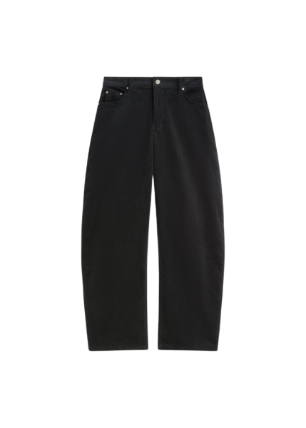 The Frankie Shop Caistor Corduroy Barrel Leg Pants - Black - Oversized Minimalist Pants in Black - Shop at Luxury Shoes 