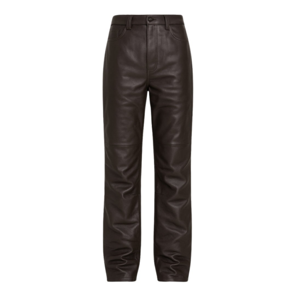 The Frankie Shop Dalston Leather Pants - Vintage Brown - Oversized Minimalist Pants in Brown - Shop at Luxury Shoes 