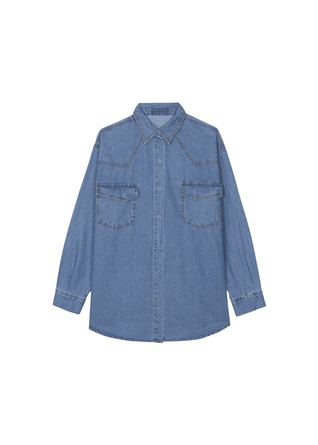The-Frankie-Shop-Desona-Denim-Shirt-Medium-Wash-coveti-1173328_nobg The Frankie Shop Desona Denim Shirt - Medium Wash - Oversized Minimalist Tops in Blue - Shop at Luxury Shoes