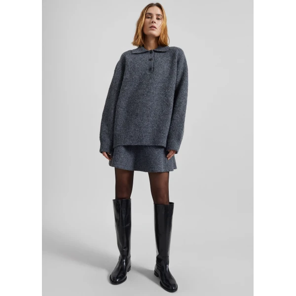 The Frankie Shop Dienne Knit Mini Skirt - Grey - Oversized Minimalist Skirts in Grey - Shop at Luxury Shoes 
