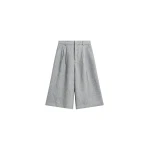 The Frankie Shop Dunley Bermuda Shorts - Grey Melange - Oversized Minimalist Shorts in Grey - Shop at Luxury Shoes 