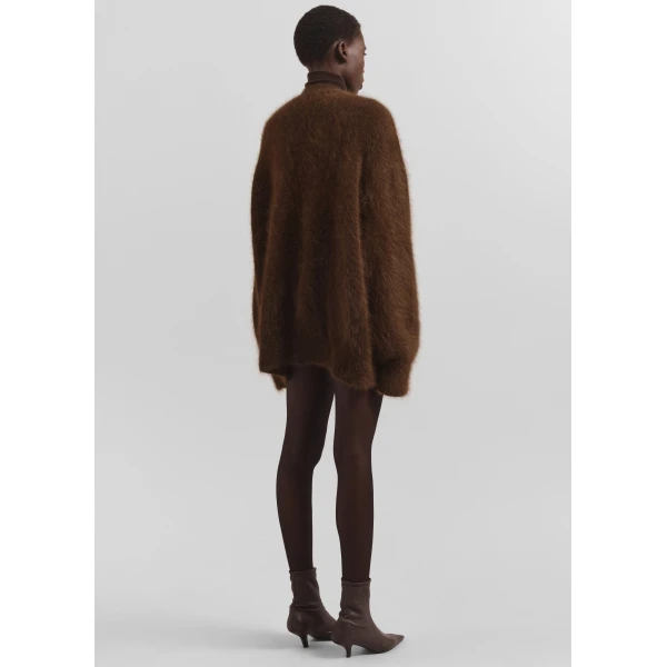 The Frankie Shop Elland Oversized Alpaca Cardigan - Olive Brown - Oversized Minimalist Knitwear in Brown - Shop at Luxury Shoes 
