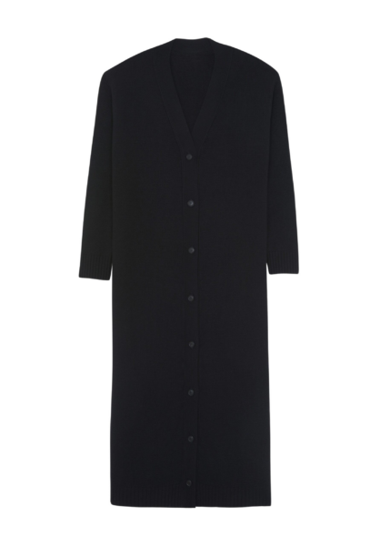 The Frankie Shop Emi Long Knit Cardigan - Black - Oversized Minimalist Knitwear in Black - Shop at Luxury Shoes 
