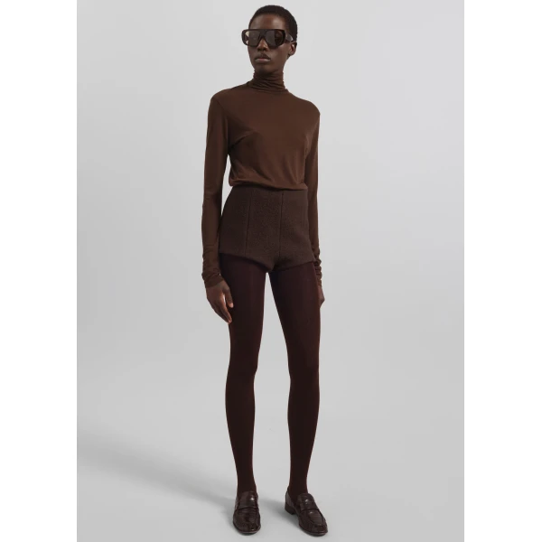 The Frankie Shop Evren Sheer Turtleneck - Brown - Oversized Minimalist Knitwear in Brown - Shop at Luxury Shoes 