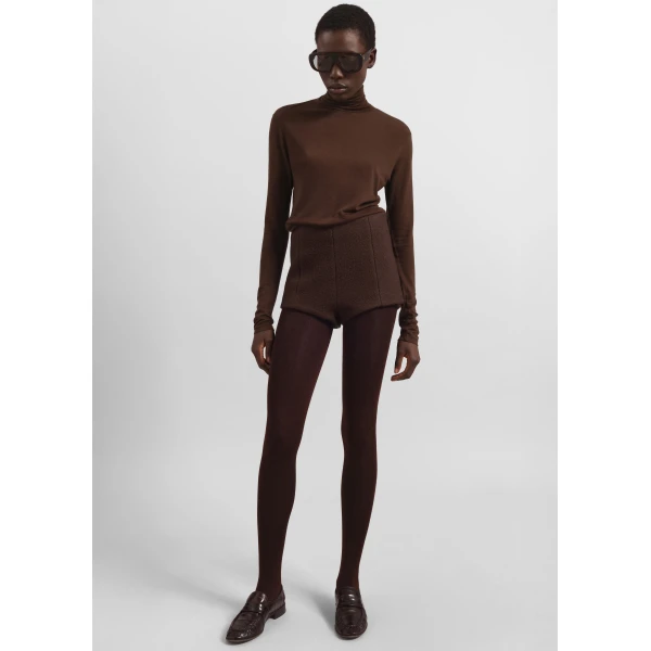 The Frankie Shop Evren Sheer Turtleneck - Brown - Oversized Minimalist Knitwear in Brown - Shop at Luxury Shoes 