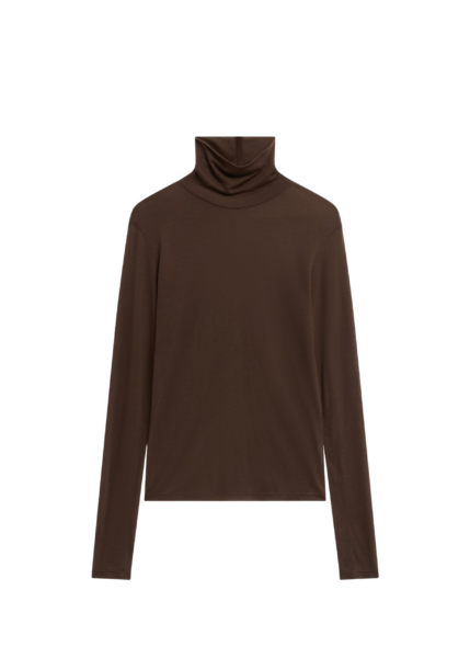 The Frankie Shop Evren Sheer Turtleneck - Brown - Oversized Minimalist Knitwear in Brown - Shop at Luxury Shoes 
