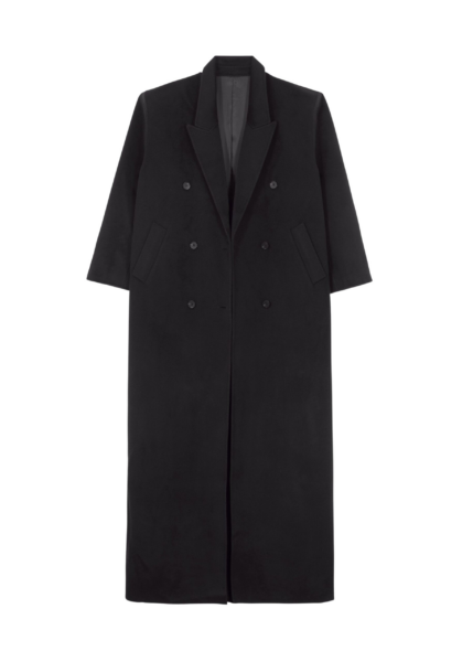 The Frankie Shop Gaia Double Breasted Coat - Black - Oversized Minimalist Coats in Black - Shop at Luxury Shoes 