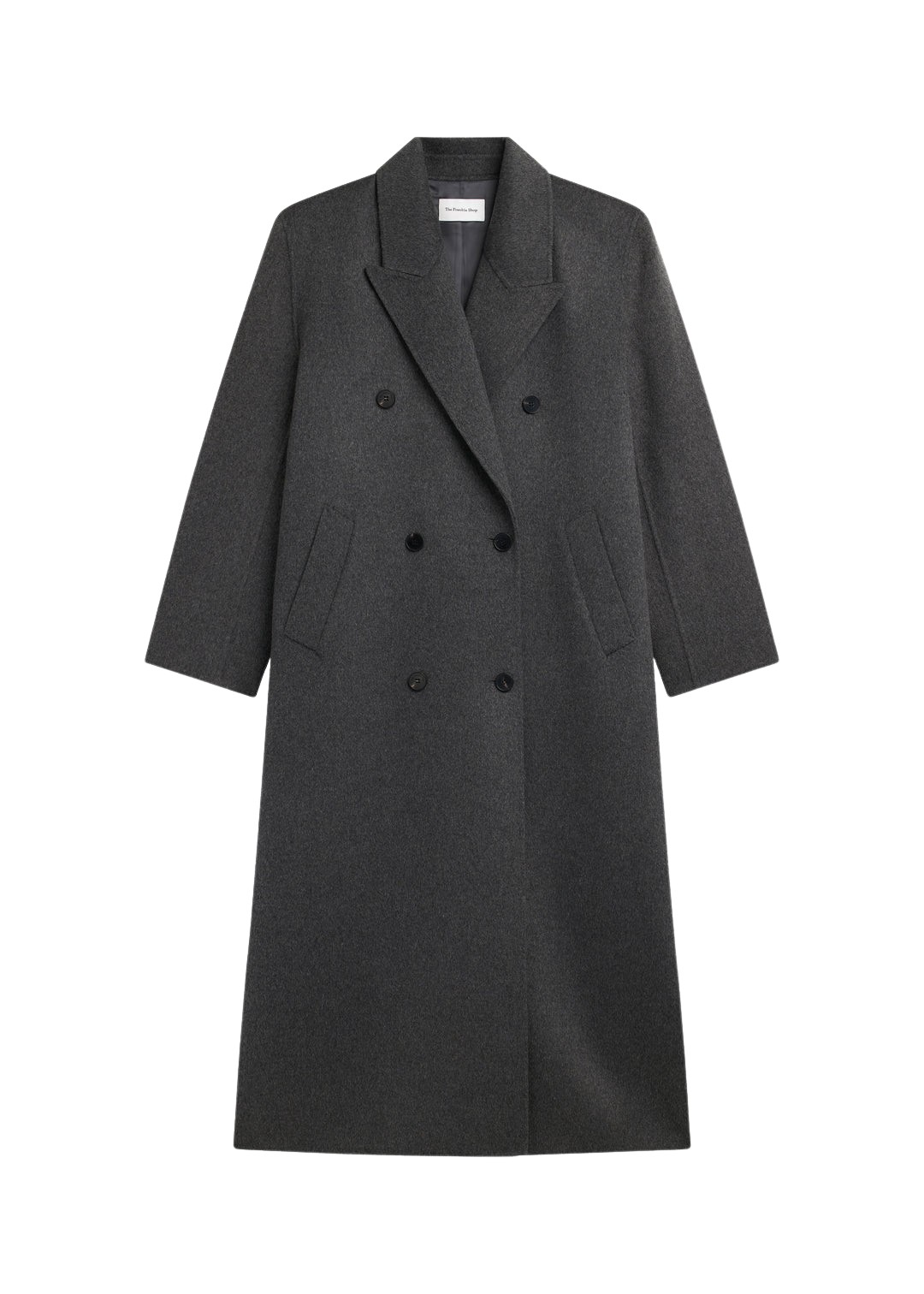 The-Frankie-Shop-Gaia-Double-Breasted-Coat-Dark-Grey-Melange-coveti-913883_nobg The Frankie Shop Gaia Double Breasted Coat - Dark Grey Melange - Oversized Minimalist Coats in Grey - Shop at Luxury Shoes