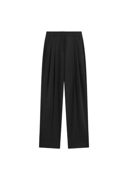 The Frankie Shop Gelso Pleated Twill Trousers - Black - Oversized Minimalist Pants in Black - Shop at Luxury Shoes 