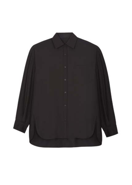 The Frankie Shop Georgia Wool Blend Shirt - Brown - Oversized Minimalist Tops in Brown - Shop at Luxury Shoes 
