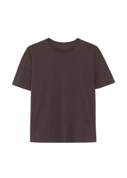 The Frankie Shop Harper Soft Organic T-Shirt - Brown - Oversized Minimalist Tops in Brown - Shop at Luxury Shoes 