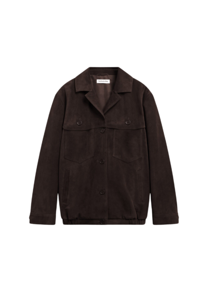 The Frankie Shop Hester Faux Suede Jacket - Brown - Oversized Minimalist Jackets in Brown - Shop at Luxury Shoes 