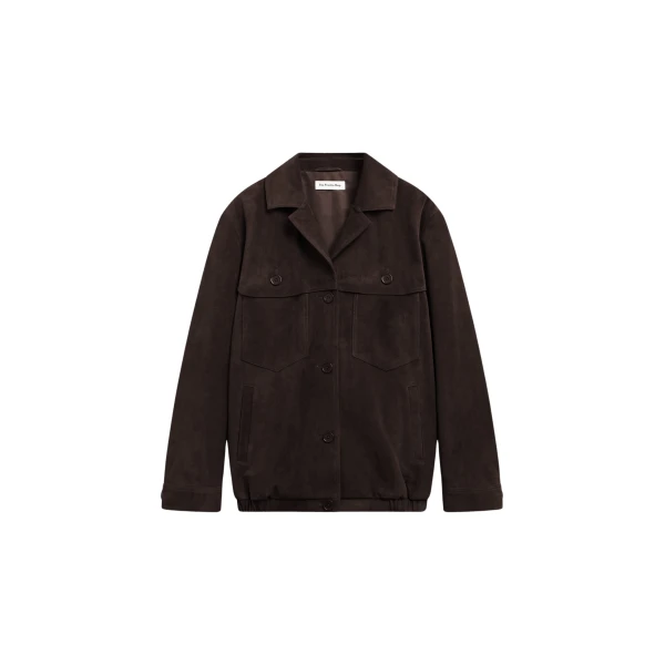 The Frankie Shop Hester Faux Suede Jacket - Brown - Oversized Minimalist Jackets in Brown - Shop at Luxury Shoes 