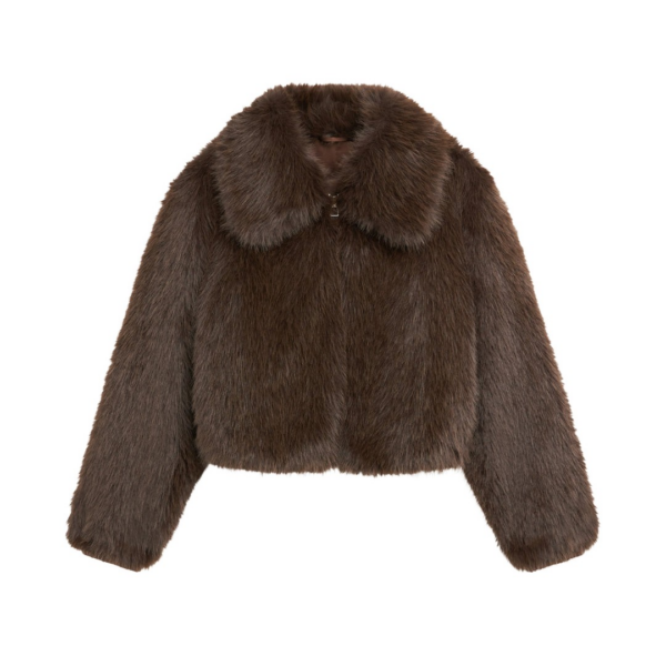 The Frankie Shop Hope Faux Fur Jacket - Brown - Oversized Minimalist Jackets in Brown - Shop at Luxury Shoes 