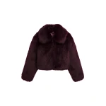 The Frankie Shop Hope Faux Fur Jacket - Dark Plum - Oversized Minimalist Jackets in Plum - Shop at Luxury Shoes 