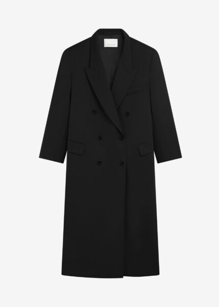The Frankie Shop Jane Long Coat - Black - Oversized Minimalist Coats in Black - Shop at Luxury Shoes 