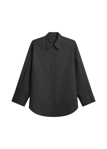 The Frankie Shop Kent Button Up Shirt - Black - Oversized Minimalist Tops in Black - Shop at Luxury Shoes 
