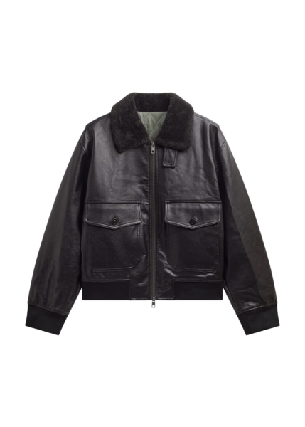 The Frankie Shop Kollam Faux Leather Boxy Jacket - Black - Oversized Minimalist Jackets in Black - Shop at Luxury Shoes 